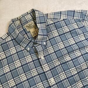 LL Bean Men’s Long Sleeve Button Down Traditional Fit Men’s L Large Blue Plaid